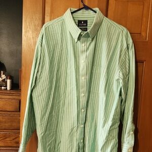Stafford Green Striped Casual Button Down Shirt with Classic Design